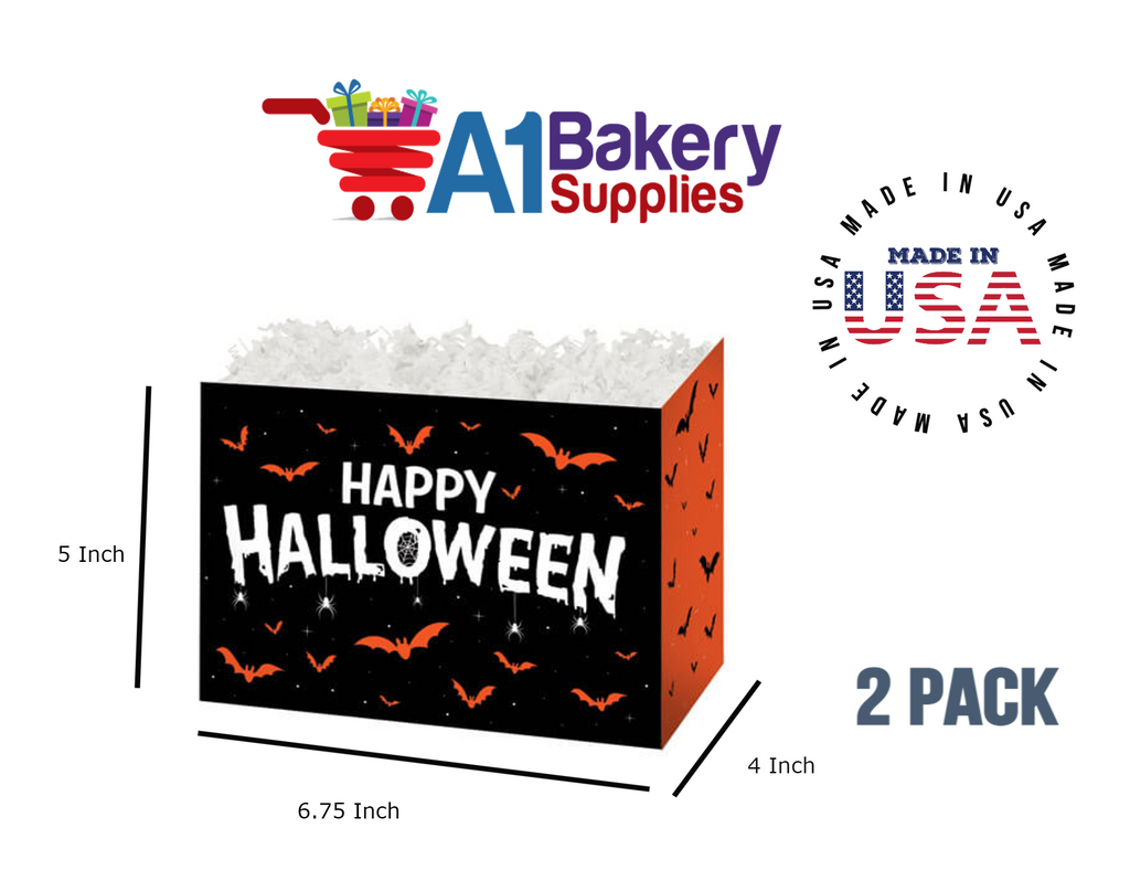 Happy Halloween Basket Box, Theme Gift Box, Small 6.75 (Length) x 4 (Width) x 5 (Height), 2 Pack