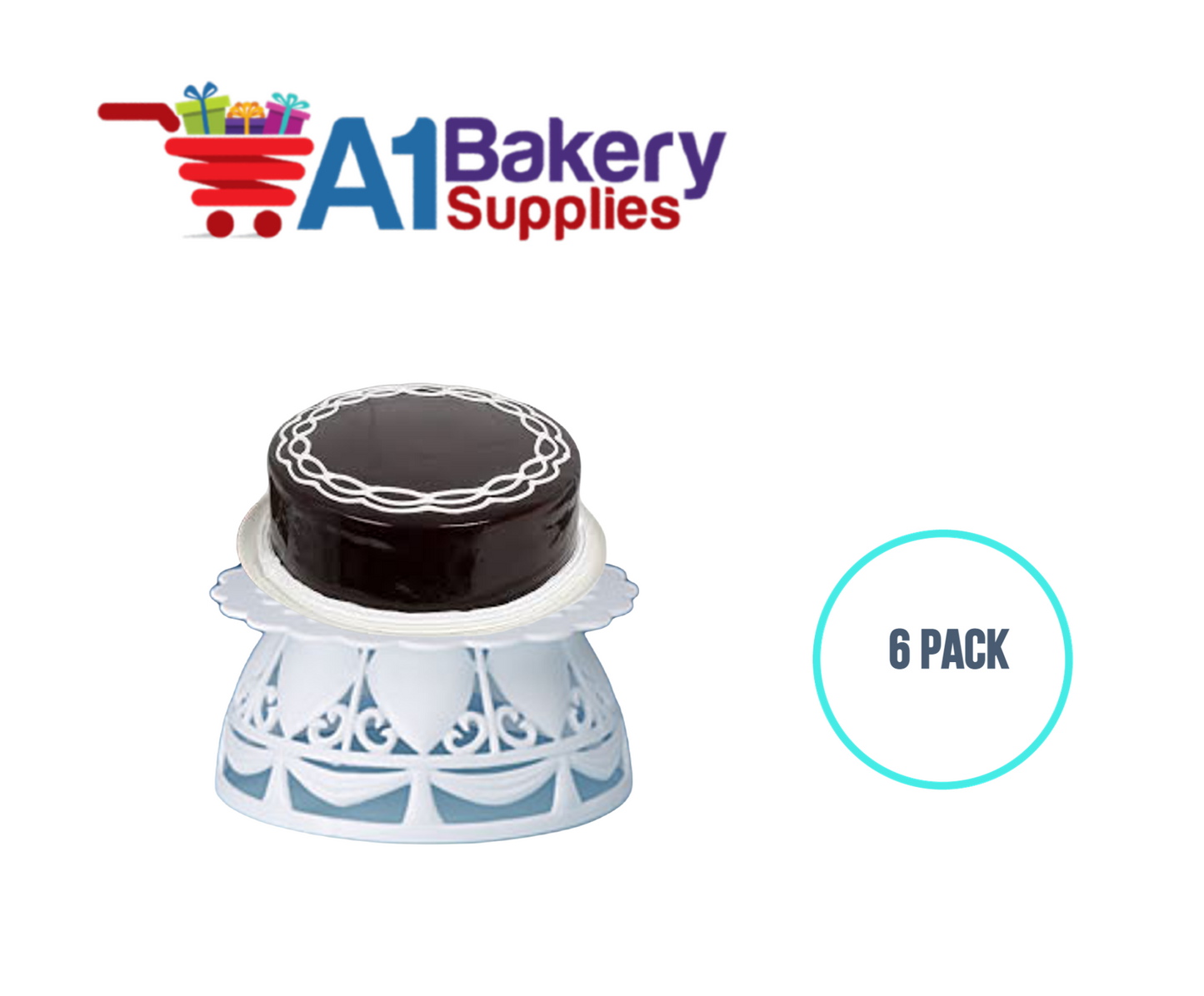 A1BakerySupplies Heart Pedestal Base 6 pack Wedding Accessories for Birthday Cake Decorations and Marriages