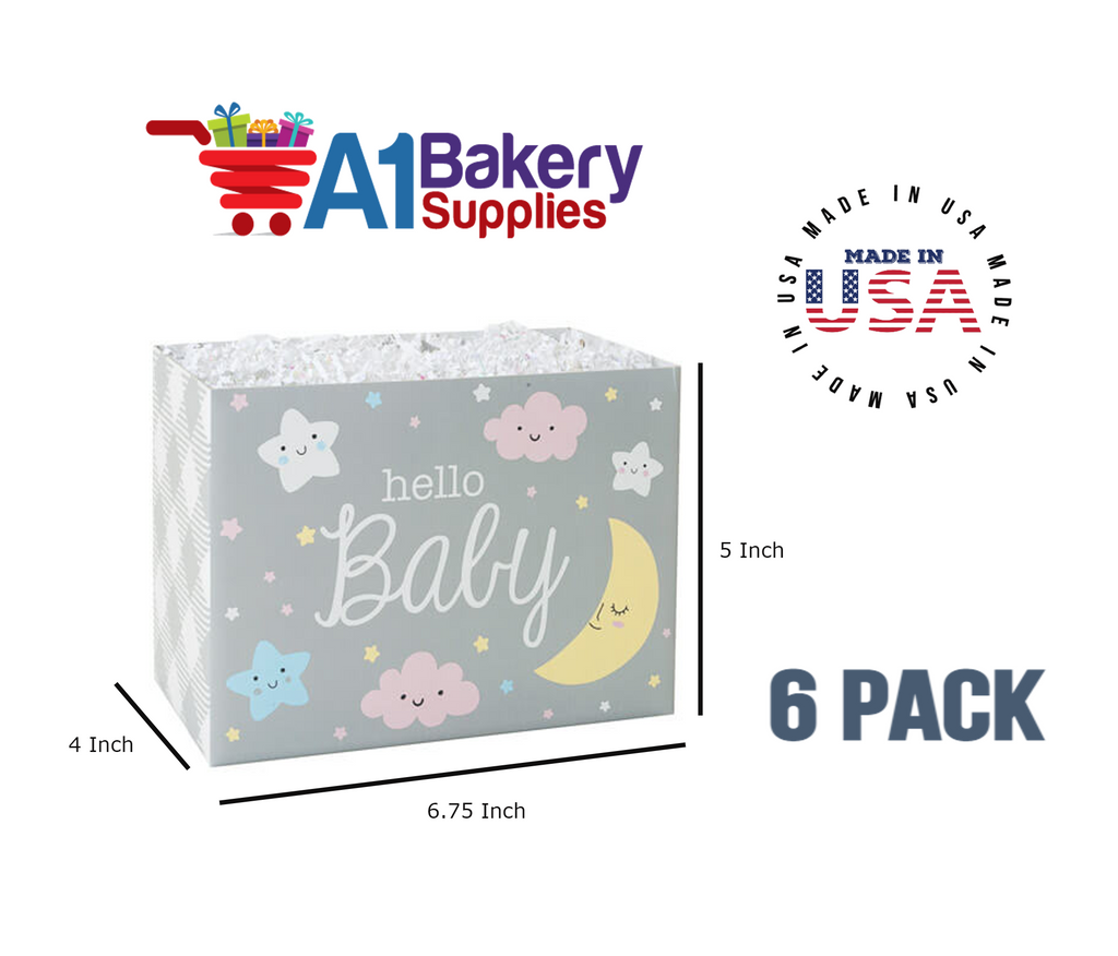 Hello Baby Basket Box, Theme Gift Box, Small 6.75 (Length) x 4 (Width) x 5 (Height), 6 Pack