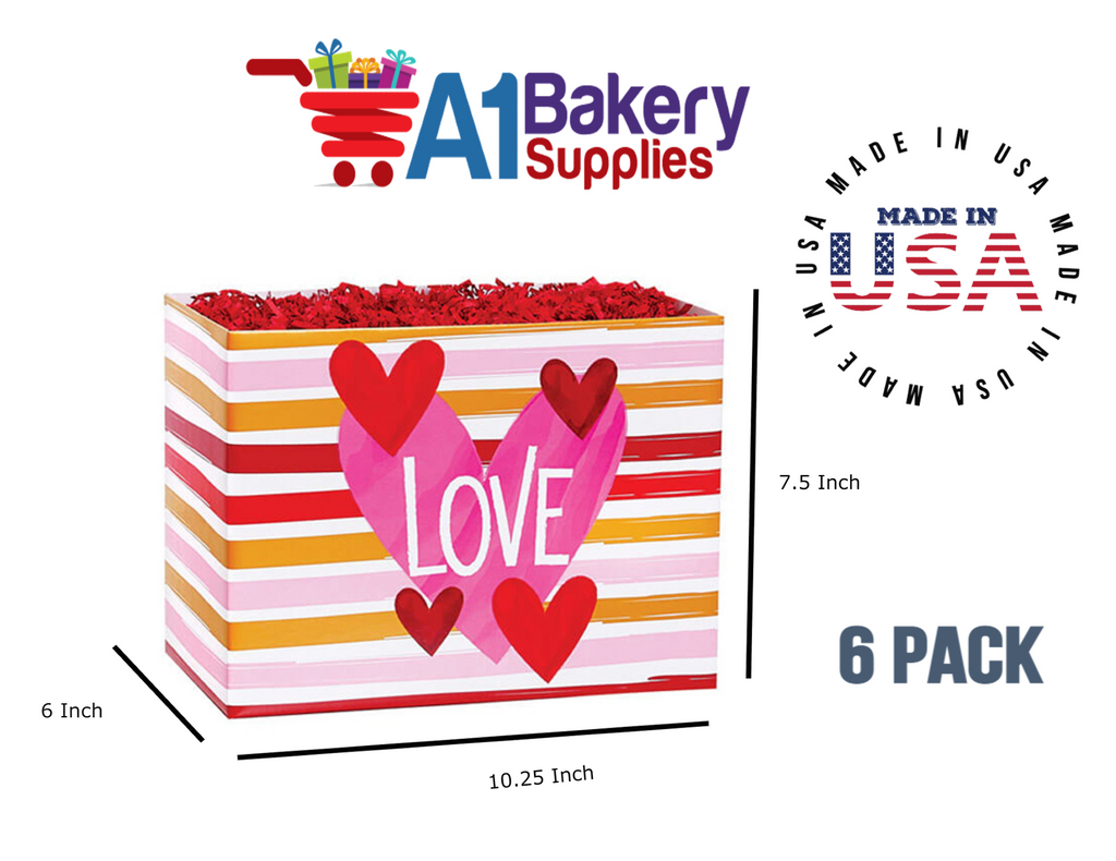 Hello Love Basket Box, Theme Gift Box, Large 10.25 (Length) x 6 (Width) x 7.5 (Height), 6 Pack