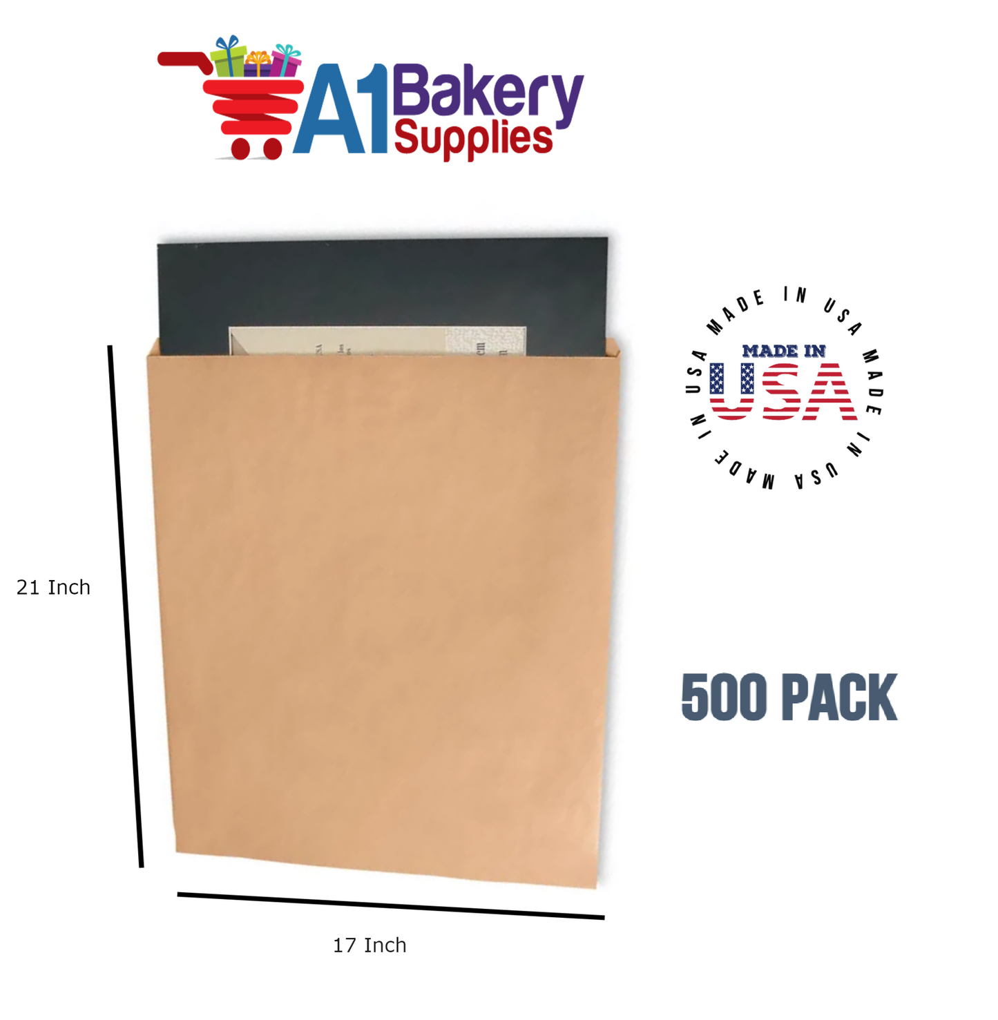 Kraft Flat Merchandise Bags, Medium, 500 Pack - 17"x21"