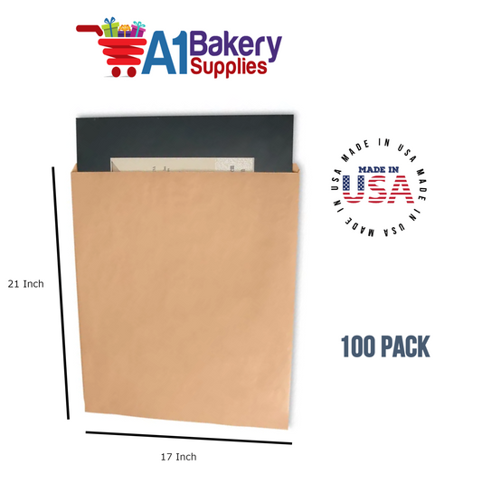 Kraft Flat Merchandise Bags, Small, 100 Pack - 17"x21"
