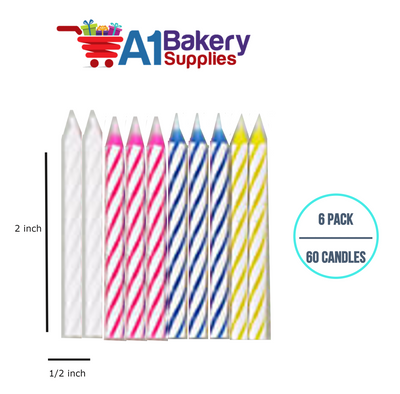 A1BakerySupplies Magic Relight Candles - Multi 6 pack for Birthday Cake Decorations and Anniversary