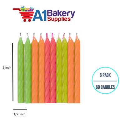 A1BakerySupplies Magic Relight Candles- Neon Asst 6 pack for Birthday Cake Decorations and Anniversary