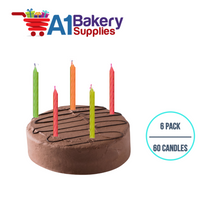 A1BakerySupplies Magic Relight Candles- Neon Asst 6 pack for Birthday Cake Decorations and Anniversary