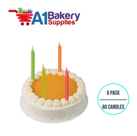 A1BakerySupplies Magic Relight Candles- Neon Asst 6 pack for Birthday Cake Decorations and Anniversary