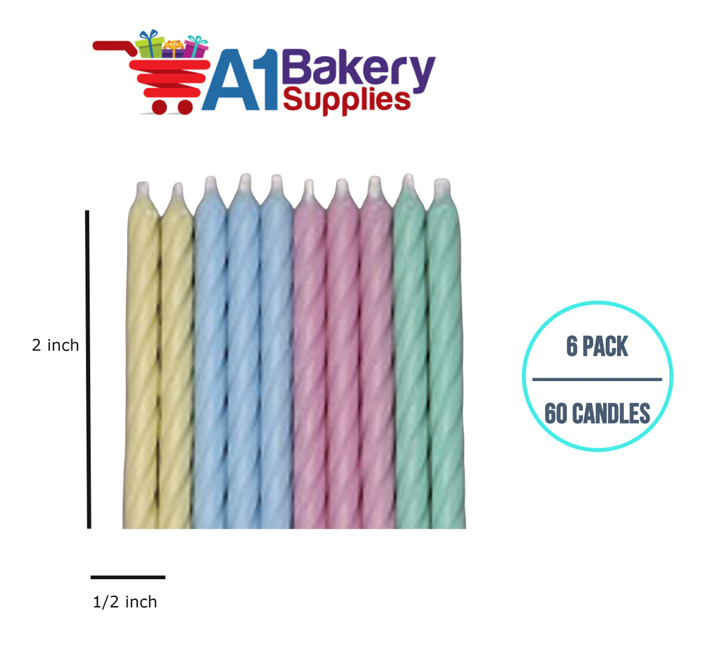 A1BakerySupplies Magic Relight Candles-Pastel Colors 6 pack for Birthday Cake Decorations and Anniversary