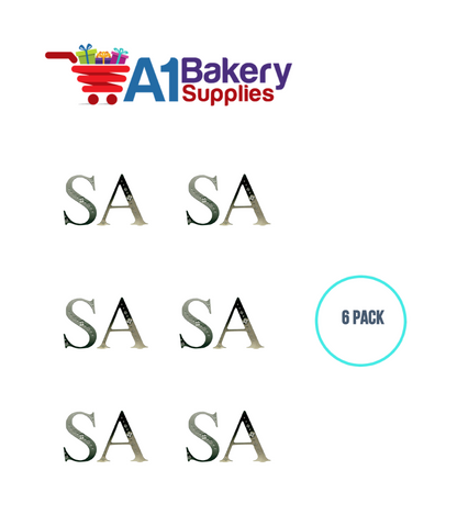 A1BakerySupplies Monogram - Silver Jeweled "P" (4") 6 pack Wedding Accessories for Birthday Cake Decorations and Marriages