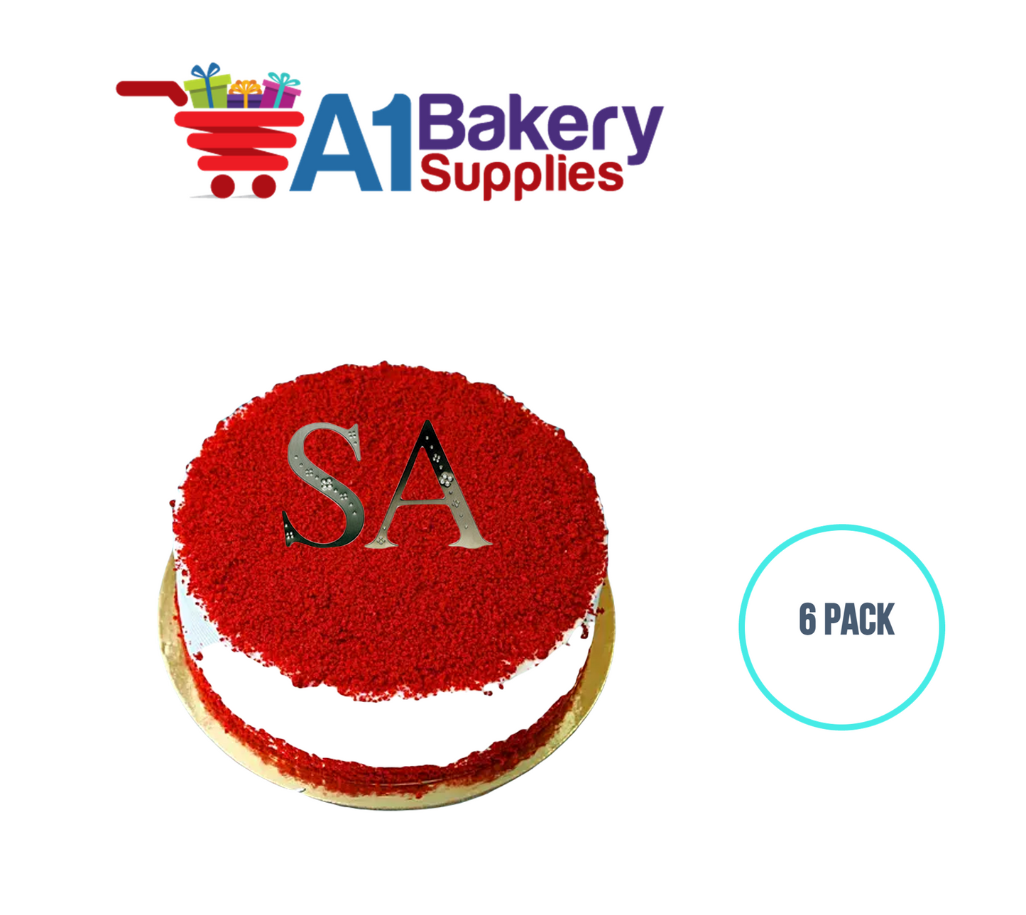 A1BakerySupplies Monogram - Silver Jeweled "G" (4") 6 pack Wedding Accessories for Birthday Cake Decorations and Marriages