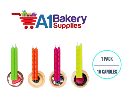 A1BakerySupplies Neon Candles 1 pack for Birthday Cake Decorations and Anniversary