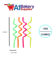 A1BakerySupplies Neon Spaghetti Birthday Candles-Asst 1 pack for Birthday Cake Decorations and Anniversary
