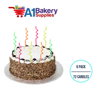 A1BakerySupplies Neon Spaghetti Birthday Candles-Asst 6 pack for Birthday Cake Decorations and Anniversary