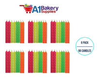 A1BakerySupplies Neon Spiral Asst. Candles 6 pack for Birthday Cake Decorations and Anniversary