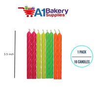 A1BakerySupplies Neon Spiral Asst. Candles 1 pack for Birthday Cake Decorations and Anniversary