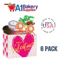 Painted Heart Basket Box, Theme Gift Box, Large 10.25 (Length) x 6 (Width) x 7.5 (Height), 6 Pack