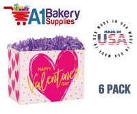 Painted Heart Basket Box, Theme Gift Box, Small 6.75 (Length) x 4 (Width) x 5 (Height), 6 Pack