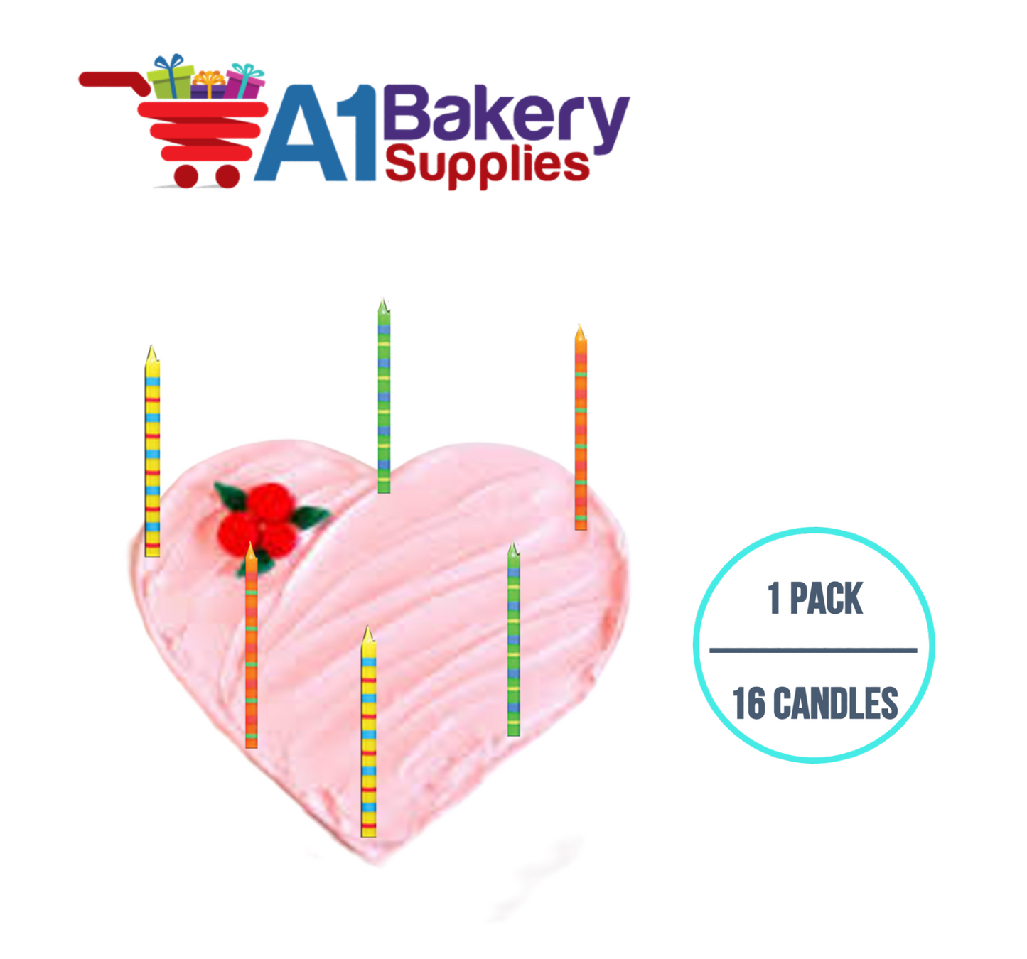A1BakerySupplies Paparazzi Birthday Candles-Med. Asst 1 pack for Birthday Cake Decorations and Anniversary