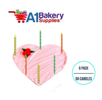 A1BakerySupplies Paparazzi Birthday Candles-Med. Asst 6 pack for Birthday Cake Decorations and Anniversary