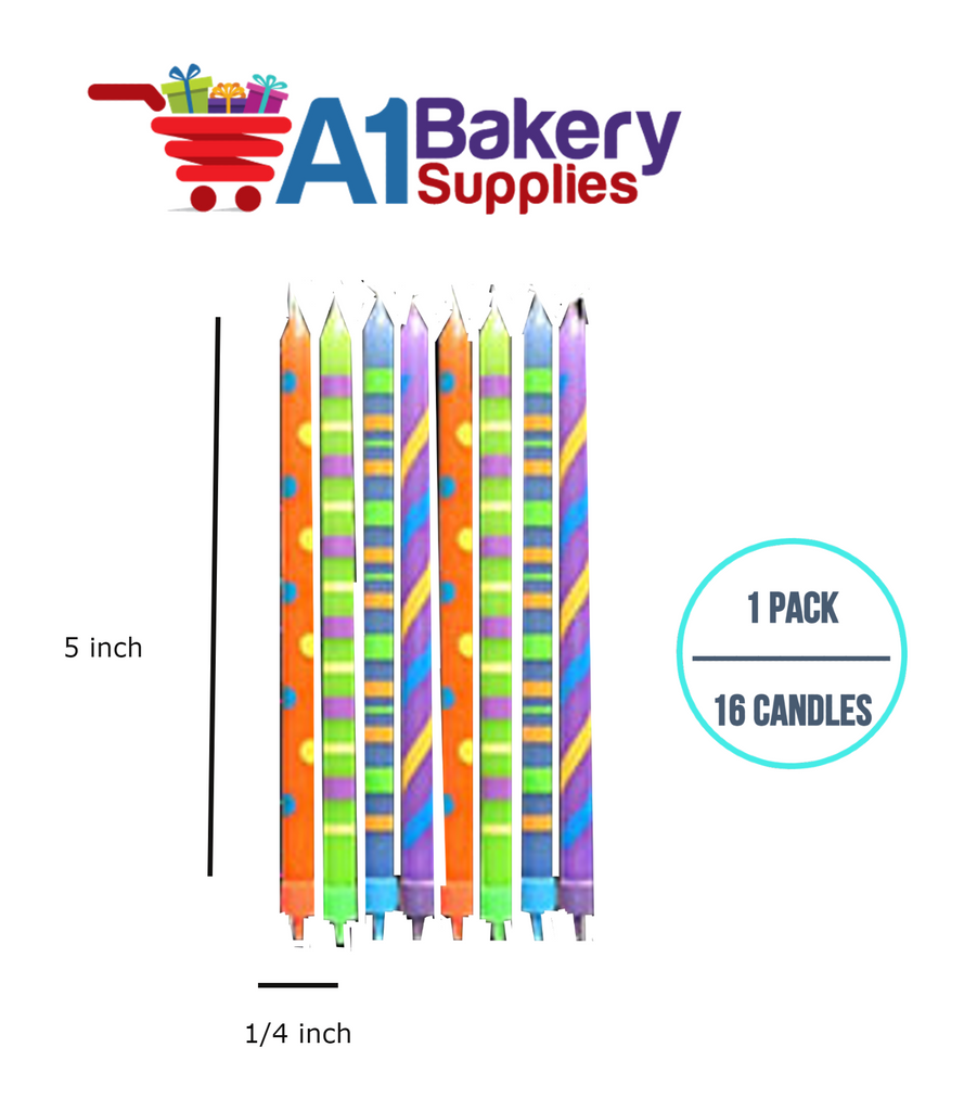 A1BakerySupplies Paparazzi Candles W/Holders-Large 1 pack for Birthday Cake Decorations and Anniversary