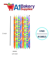 A1BakerySupplies Paparazzi Candles W/Holders-Large 6 pack for Birthday Cake Decorations and Anniversary