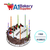 A1BakerySupplies Paparazzi Candles W/Holders-Large 1 pack for Birthday Cake Decorations and Anniversary