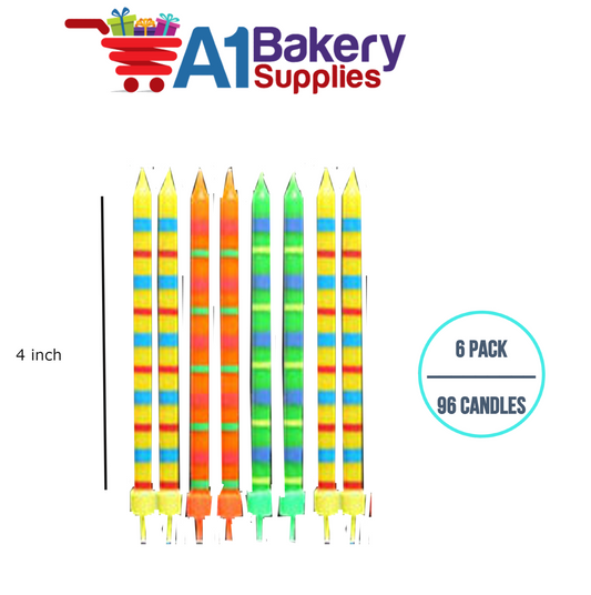 A1BakerySupplies Paparazzi Candles W/Holders-Medium 6 pack for Birthday Cake Decorations and Anniversary