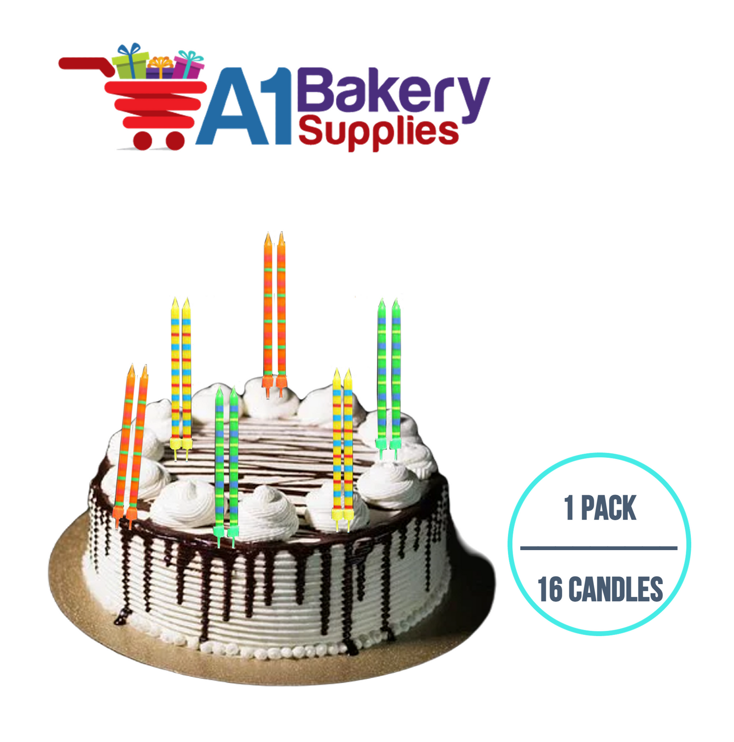 A1BakerySupplies Paparazzi Candles W/Holders-Medium 1 pack for Birthday Cake Decorations and Anniversary