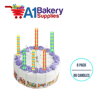 A1BakerySupplies Paparazzi Candles W/Holders-Medium 6 pack for Birthday Cake Decorations and Anniversary