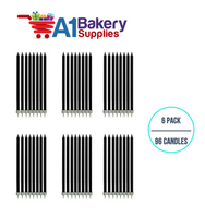 A1BakerySupplies Party Shape Candles- Black W/Holders 6 pack for Birthday Cake Decorations and Anniversary