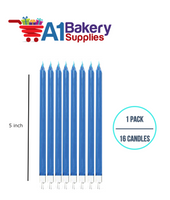 A1BakerySupplies Party Shape Candles- Blue W/Holders 1 pack for Birthday Cake Decorations and Anniversary