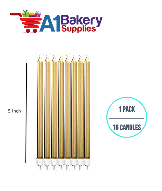 A1BakerySupplies Party Shape Candles- Gold W/Holders 1 pack for Birthday Cake Decorations and Anniversary