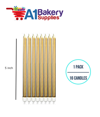 A1BakerySupplies Party Shape Candles- Gold W/Holders 1 pack for Birthday Cake Decorations and Anniversary