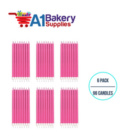 A1BakerySupplies Party Shape Candles- Pink W/Holders 6 pack for Birthday Cake Decorations and Anniversary