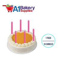 A1BakerySupplies Party Shape Candles- Pink W/Holders 1 pack for Birthday Cake Decorations and Anniversary