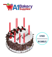 A1BakerySupplies Party Shape Candles- Red W/Holders 6 pack for Birthday Cake Decorations and Anniversary