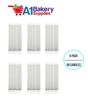 A1BakerySupplies Party Shape Candles- Silver W/Holders 6 pack for Birthday Cake Decorations and Anniversary