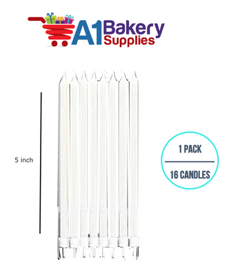 A1BakerySupplies Party Shape Candles- White W/Holders 1 pack for Birthday Cake Decorations and Anniversary
