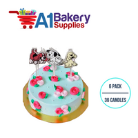A1BakerySupplies Puppy Candles Asst. 6 pack for Birthday Cake Decorations and Anniversary