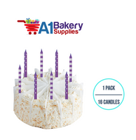 A1BakerySupplies Purple Stripes And Dots Candles 1 pack for Birthday Cake Decorations and Anniversary