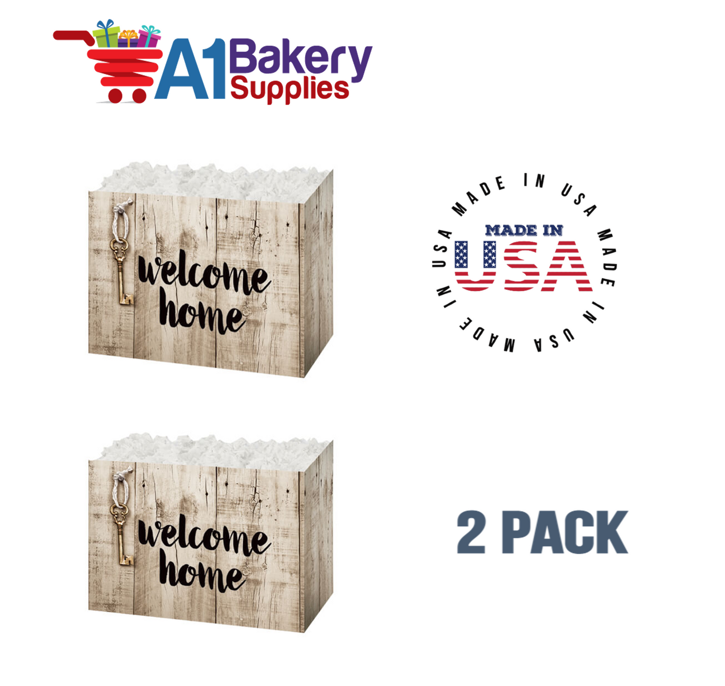 Rustic Welcome Home Basket Box, Theme Gift Box, Small 6.75 (Length) x 4 (Width) x 5 (Height), 2 Pack