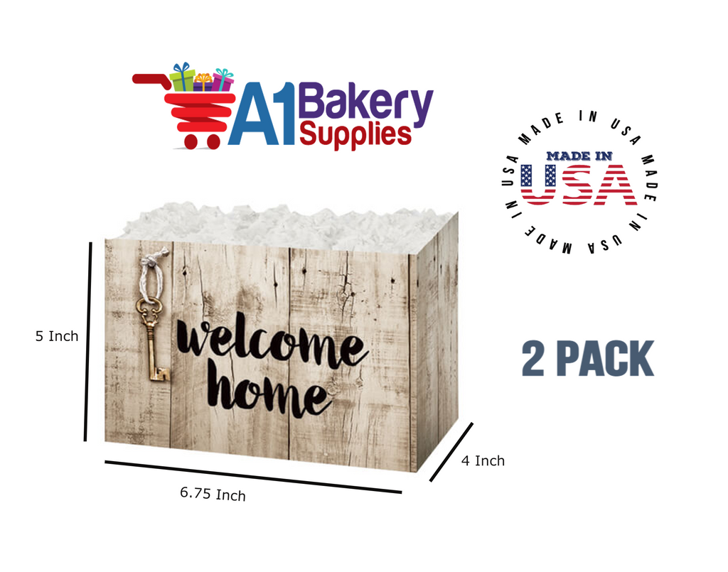 Rustic Welcome Home Basket Box, Theme Gift Box, Small 6.75 (Length) x 4 (Width) x 5 (Height), 2 Pack