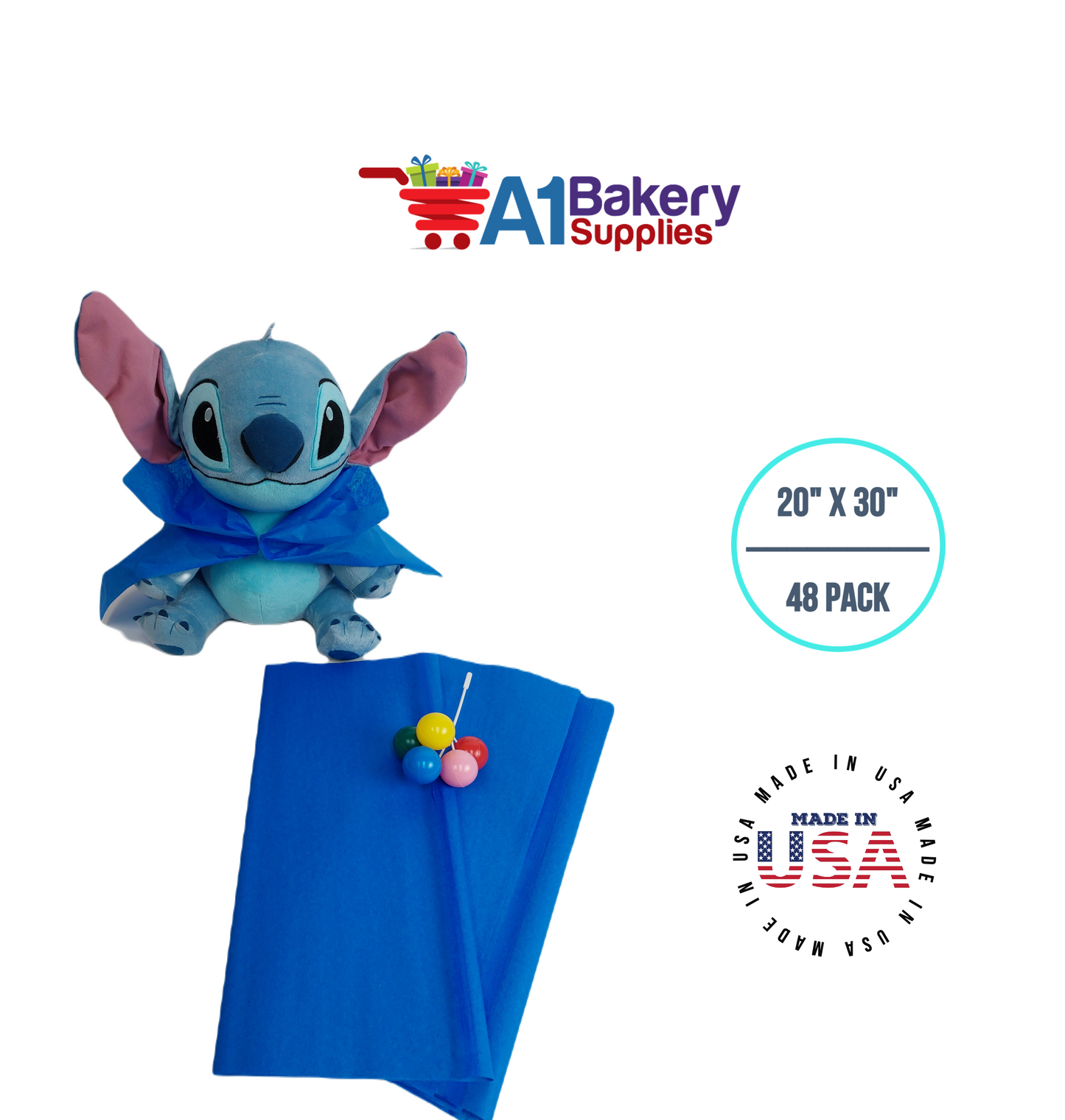 Sapphire Blue Bulk Tissue Paper 20 Inch x 30 Inch - 48 Sheets premium Tissue Paper