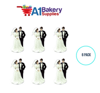 A1BakerySupplies Side By Side Couple - 5-3/4" 6 pack Wedding Accessories for Birthday Cake Decorations and Marriages