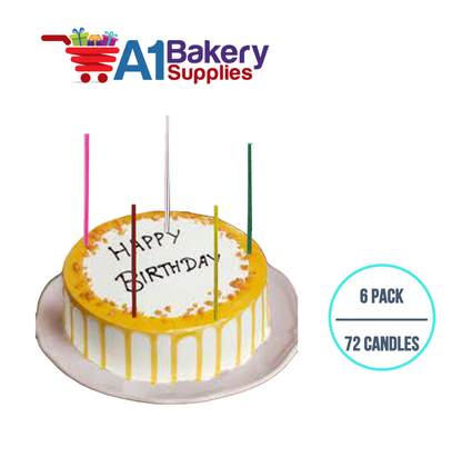 A1BakerySupplies Sparkler Birthday Candles-Multi Asst 6 pack for Birthday Cake Decorations and Anniversary