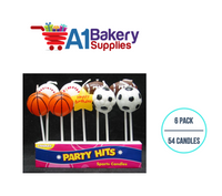 A1BakerySupplies Sports Fan Candle Sets 6 pack for Birthday Cake Decorations and Anniversary