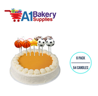 A1BakerySupplies Sports Fan Candle Sets 6 pack for Birthday Cake Decorations and Anniversary