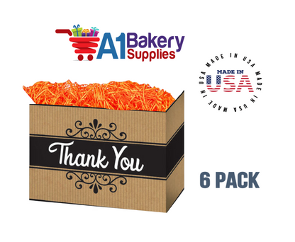 Thank You Kraft Stripes Basket Box, Theme Gift Box, Small 6.75 (Length) x 4 (Width) x 5 (Height), 6 Pack