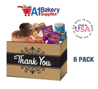 Thank You Kraft Stripes Basket Box, Theme Gift Box, Small 6.75 (Length) x 4 (Width) x 5 (Height), 6 Pack