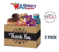 Thank You Kraft Stripes Basket Box, Theme Gift Box, Large 10.25 (Length) x 6 (Width) x 7.5 (Height), 2 Pack