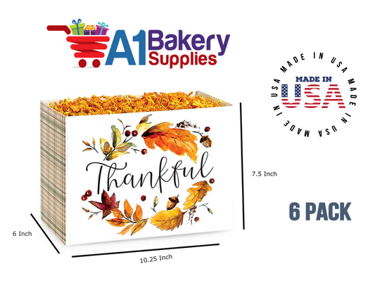 Thankful Plaid Basket Box, Theme Gift Box, Large 10.25 (Length) x 6 (Width) x 7.5 (Height), 6 Pack
